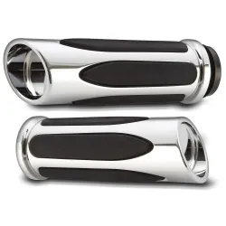 PartzBiz HD 07-050 - Arlen Ness Deep Cut Chrome Soft Touch Comfort Grips Hand Grip Set Harley Custom PartzBiz HD 07-050 - Arlen Ness Deep Cut Chrome Soft Touch Comfort Grips Hand Grip Set Harley Custom