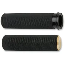 PartzBiz HD 07-332 - Arlen Ness Fusion Knurled Rubber Hand Grips Black Brass Cable Handlebars Harley PartzBiz HD 07-332 - Arlen Ness Fusion Knurled Rubber Hand Grips Black Brass Cable Handlebars Harley