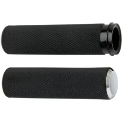 PartzBiz HD 07-324 - Arlen Ness Fusion Knurled Rubber Hand Grips Black Chrome Cable Handlebars Harley PartzBiz HD 07-324 - Arlen Ness Fusion Knurled Rubber Hand Grips Black Chrome Cable Handlebars Harley