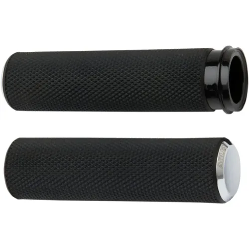 PartzBiz HD: 3461482-Arlen Ness Fusion Knurled Rubber Hand Grips Black Chrome Cable Handlebars Harley PartzBiz HD: 3461482-Arlen Ness Fusion Knurled Rubber Hand Grips Black Chrome Cable Handlebars Harley