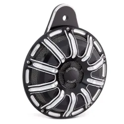PartzBiz HD 70-250 - Arlen Ness Contrast Cut Black 10 Gauge Billet Horn Cover อัพเกรด Harley 95-2019 PartzBiz HD 70-250 - Arlen Ness Contrast Cut Black 10 Gauge Billet Horn Cover อัพเกรด Harley 95-2019