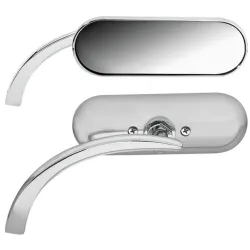 PartzBiz HD 13-406 - Arlen Ness Micro Mini Oval กระจกมองหลังนูน Chrome แฮนด์ซ้ายติดตั้ง