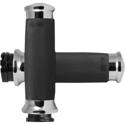 PartzBiz HD CC-85-CH - Avon Chrome Contour 1” Handlebar Grips Throttle Cable Harley Big Twin Sportster PartzBiz HD CC-85-CH - Avon Chrome Contour 1” Handlebar Grips Throttle Cable Harley Big Twin Sportster
