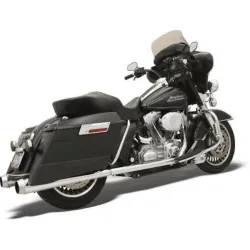 PartzBiz HD 1F46J - Bassani Chrome Bagger Stepped True Duals Power Curve Mega Exhaust Harley Touring