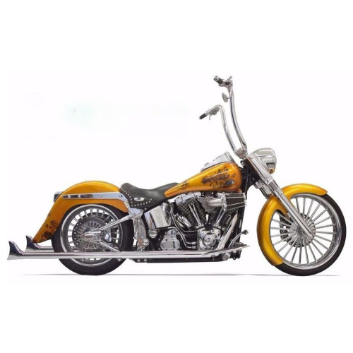 PartzBiz HD: 3460414-Bassani Chrome True Dual Exhaust 36” Long Fishtail Mufflers Harley Softail 07-17 PartzBiz HD: 3460414-Bassani Chrome True Dual Exhaust 36” Long Fishtail Mufflers Harley Softail 07-17