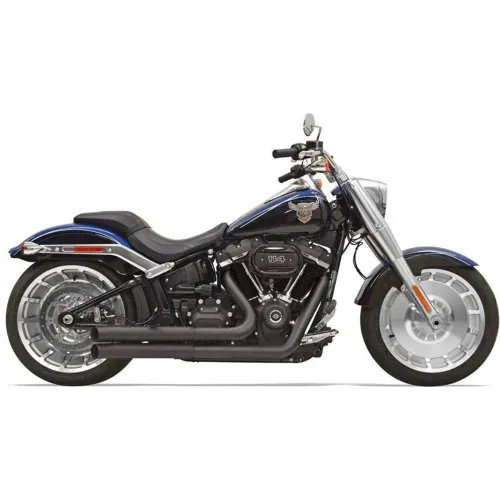 PartzBiz HD: 3443806-Bassani Black Pro Street Turnout ท่อไอเสียแบบขั้นบันได Harley Softail 18+