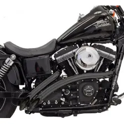 PartzBiz HD 1SD1FB - Bassani Black Radial Sweepers Exhaust Pipes w/ Heat Shields Harley Softail Dyna PartzBiz HD 1SD1FB - Bassani Black Radial Sweepers Exhaust Pipes w/ Heat Shields Harley Softail Dyna