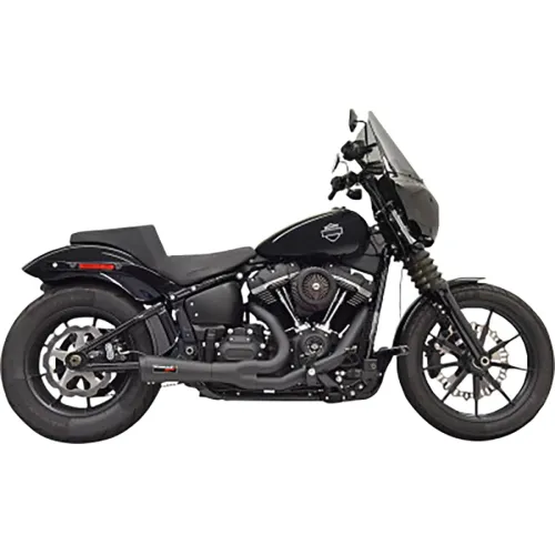 PartzBiz HD: 3474781-Bassani Black Ripper Road Rage 2 Into 1 Exhaust System Pipes Harley Softail 18+