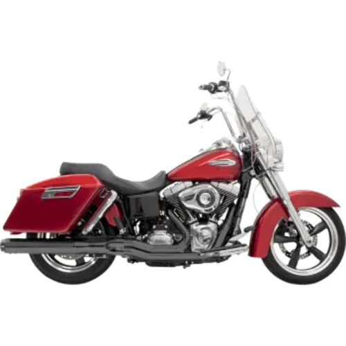 PartzBiz HD: 3475756-Bassani Black Road Rage 2 Into 1 Megaphone Exhaust System Harley Dyna 12-16 FLD