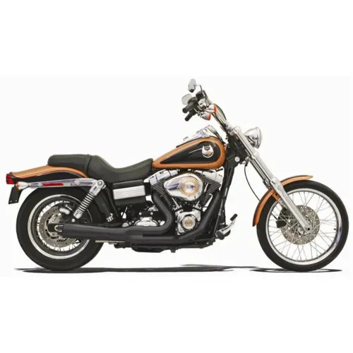 PartzBiz HD: 3475758-Bassani Black Road Rage 2 Into 1 Megaphone Exhaust System Harley Dyna 91-05 FXD