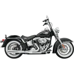 PartzBiz HD 12111J - Bassani Chrome Long Road Rage 2 Into 1 Exhaust Pipe System Harley Softail 86-17