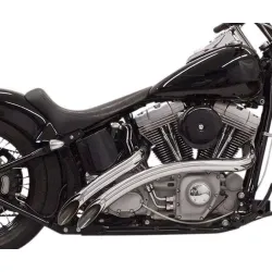PartzBiz HD 1SD1F - Bassani Chrome Radial Sweepers Exhaust Pipes w/ Heat Shields Harley Softail Dyna