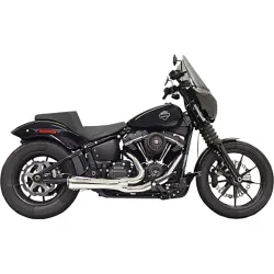 PartzBiz HD 1S73 - Bassani Chrome Ripper Road Rage 2 Into 1 Exhaust System Pipes Harley Softail 18+
