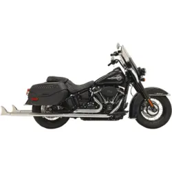 PartzBiz HD 1S96E-39 - Bassani Chrome True Dual Exhaust 39‚” 2.25‚” Fishtail Harley Softail 18+ แผ่นกั้น