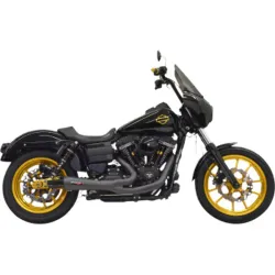 PartzBiz HD 1D6B - Bassani Road Rage Ripper 2 Into 1 Black Short Exhaust System Pipe Harley Dyna