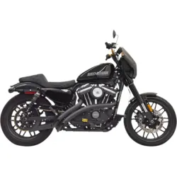 PartzBiz HD 1X3FB - Bassani Slash Cut Black 2 Into 2 Sweeper Radius Exhaust Pipes Harley 14+ XL1200