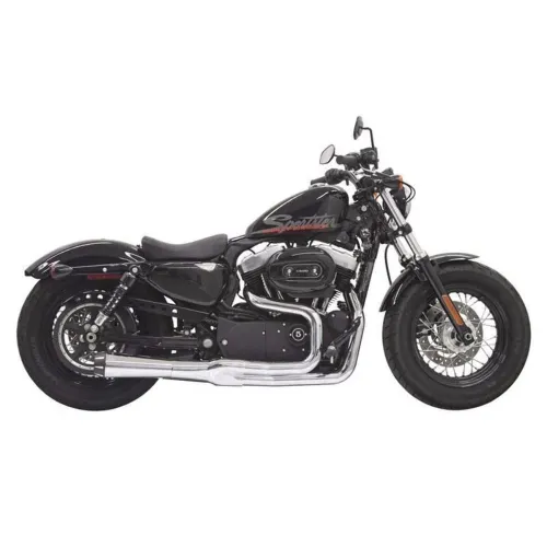 PartzBiz HD: 3445129-Chrome Bassani Mega Power 2 into 1 Road Rage II Exhaust Pipe Short Sportster XL
