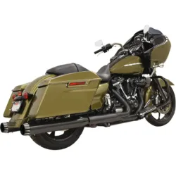 PartzBiz HD 1F72QNT5B - Bassani 4” Quiet DNT Black Megaphone Slip On Mufflers Pipes Harley Touring 17+