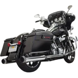 PartzBiz HD 1F7QNT5 - Bassani 4” Quiet DNT Chrome Megaphone Slip On Muffler Pipes Harley Touring 99-16