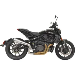 PartzBiz HD 8F227SS - Bassani 4” Short Megaphone High Slip On Muffler Exhaust Pipes 19 Indian FTR1200