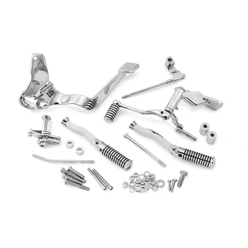 PartzBiz HD: 3449336-Complete Chrome Forward Controls Control Kit With Foot Pegs Footpegs Harley FXR
