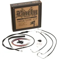 PartzBiz HD B30-1235 - Black Vinyl Handlebar Cable Kit Ape Hanger ABS 15” Touring Bagger Harley 17-20