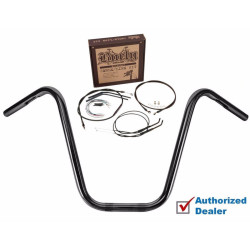 PartzBiz HD B28-348 + B30-1036 - Burly 12” Apehanger Apes Black Handlebar Package Cable Install Harley Dyna 2006