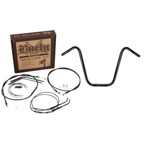 PartzBiz HD: 3479820-Burly 12” Black Apehanger Handlebar Install Cable Kit Harley Sportster 1997-2003