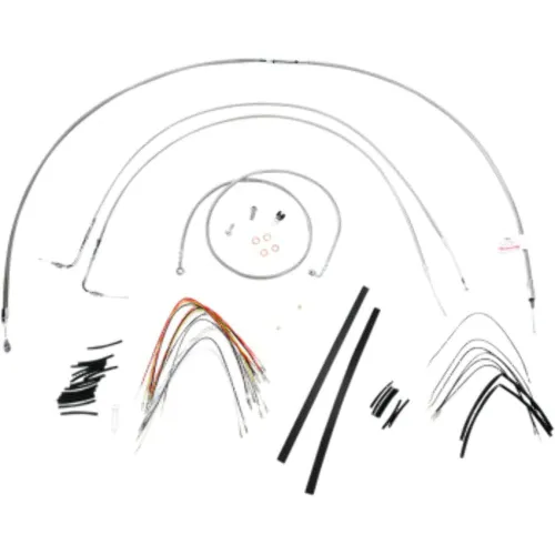 PartzBiz HD: 3476004-Burly Stainless Braided 16” Handlebar Cables Complete Kit Softail Harley 07-10 PartzBiz HD: 3476004-Burly Stainless Braided 16” Handlebar Cables Complete Kit Softail Harley 07-10