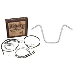 PartzBiz HD B28-349 + B30-1036 - Burly 12” Apes Chrome Handlebar Cables Lines Wiring Package 2006 Harley Dyna
