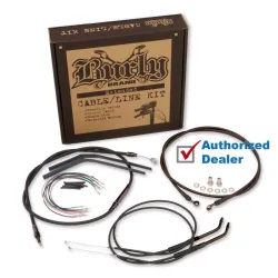PartzBiz HD B30-1014 - Burly 16” Black Handlebar Control Cables Complete Kit Softail Harley 07-10