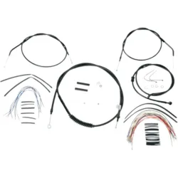 PartzBiz HD B30-1008 - Burly 12” Black Vinyl Ape Hanger Control Cables Complete Kit XL Harley 07-13