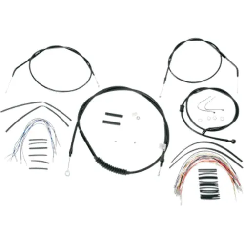PartzBiz HD: 3446548-Burly 12” Black Vinyl Ape Hanger Control Cables Complete Kit XL Harley 07-13