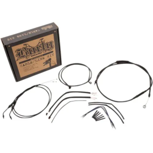 PartzBiz HD: 3446550-Burly 12” Black Vinyl Ape Hanger Control Cables Complete Kit XL Harley 14-21 PartzBiz HD: 3446550-Burly 12” Black Vinyl Ape Hanger Control Cables Complete Kit XL Harley 14-21