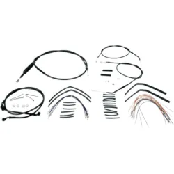 PartzBiz HD B30-1002 - Burly 14” Black Vinyl Ape Hanger Control Cables Complete Kit XL Harley 04-06