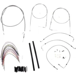 PartzBiz HD B30-1079 - Burly 14” Handlebar Braided Stainless Steel Cable Line Kit Touring Harley 20-06
