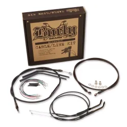 PartzBiz HD B30-1035 - Burly 16” Black Vinyl Ape Hanger Control Cables Complete Kit Dyna 99-05 Harley