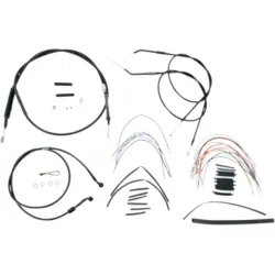 PartzBiz HD B30-1005 - Burly 16” Black Vinyl Ape Hanger Control Cables Complete Kit XL Harley 07-13