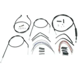 PartzBiz HD B30-1001 - Burly 16” Black Vinyl Ape Hanger Control Cables Complete Kit XL Harley 97-0