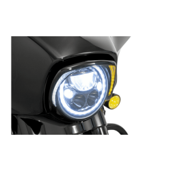PartzBiz HD 45206 - Ciro Black Fang LED ฝาสัญญาณไฟหน้าวิ่ง PlugnPlay 14+ Harley Touring