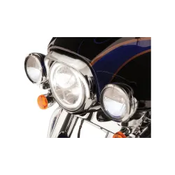 PartzBiz HD 45210 - Ciro Chrome Fang LED ไฟหน้า Bezel Plug-n-Play 1996-13 Harley Touring