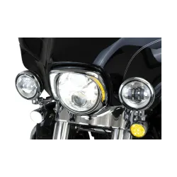 PartzBiz HD 45205 - Ciro Chrome Fang LED ฝาปิดสัญญาณไฟหน้าแบบ PlugnPlay 14+ Harley Touring