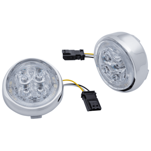 PartzBiz HD: 3482861-Ciro LED Lighted Fang Front Signal Lights Chrome Pair Set Harley Touring 16-22 PartzBiz HD: 3482861-Ciro LED Lighted Fang Front Signal Lights Chrome Pair Set Harley Touring 16-22