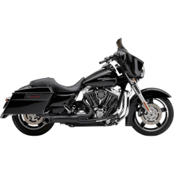 PartzBiz HD 6270B-1 - Black Cobra 2 Into 1 Turnout Exhaust Pipes System Muffler Harley 09-16 Touring