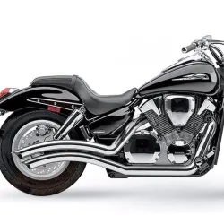 PartzBiz HD 1230 - Cobra Chrome Speedster Swept Exhaust Pipes Header 2004-2009 Honda VTX1300C