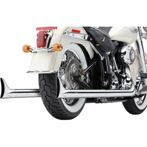 PartzBiz HD: 3446804-Cobra Chrome True Dual Fishtail Exhaust Header Muffler Pipe 07-11 Softail Harley