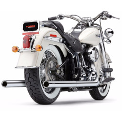 PartzBiz HD 6986 - Cobra Chrome True Dual Headers Mufflers Exhaust Pipes 12-17 Harley Softail 6986
