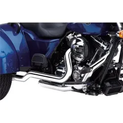 PartzBiz HD 6254 - Cobra Chrome True Dual Cross Under Header Exhaust Pipes Harley Trike Freewheeler