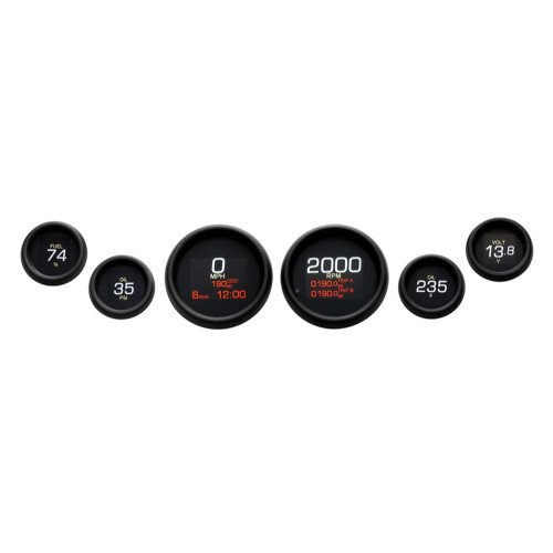 PartzBiz HD: 3461926-Dakota Digital Black Dresser MLX 6 Gauge Kit Set Upgrade 04-13 Harley Touring