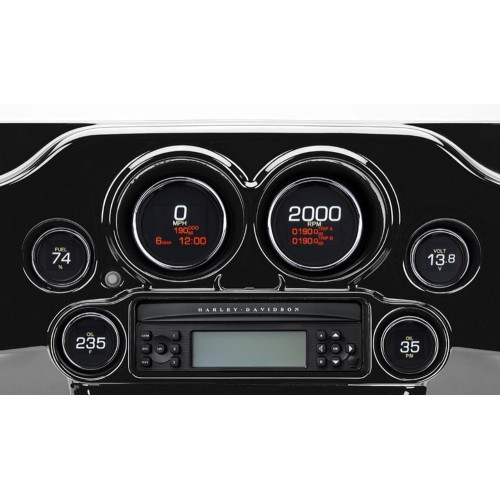 PartzBiz HD: 3461930-Dakota Digital Chrome Dresser MLX 6 Gauge Kit Set Upgrade 04-13 Harley Touring